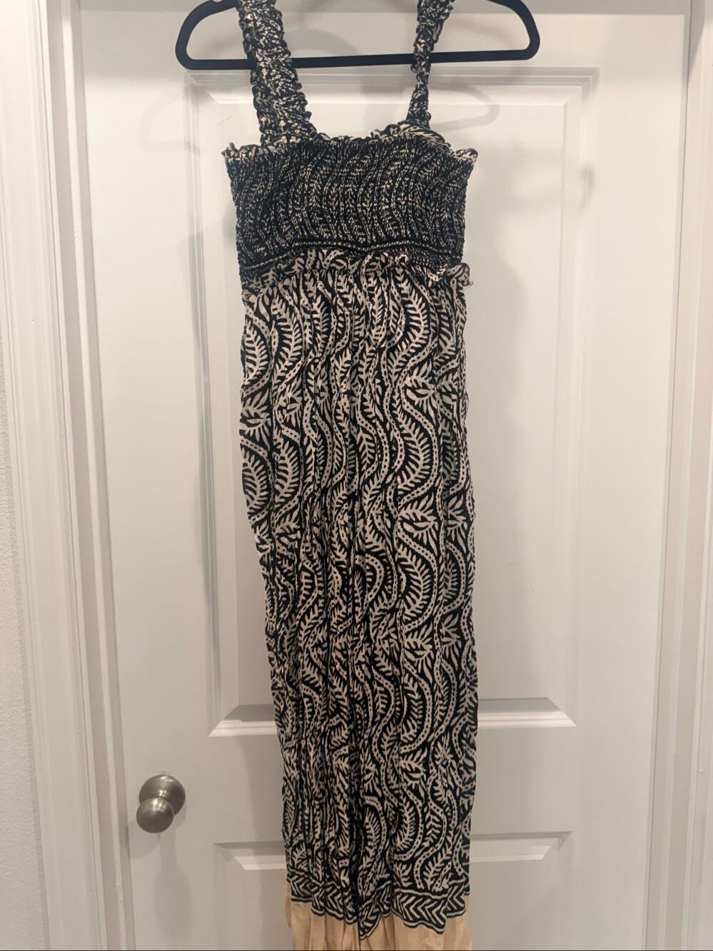 Urban Outfitters Geo Print Smocked Halter Wide Leg Jumpsuit Medium Boho